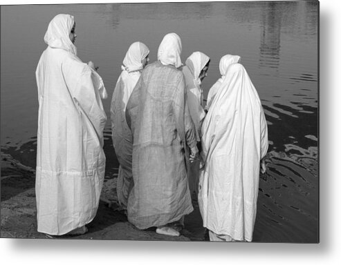 #iran #ahvaz #karunriver #baptism #tradition #documentry #mandaeans Metal Print featuring the photograph Waiting Mothers by Sima Fazel