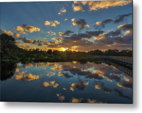 Wakodahatchee Wetlands Metal Print featuring the photograph Wakodahatcheen Wetlands Sunrise Magic by Juergen Roth