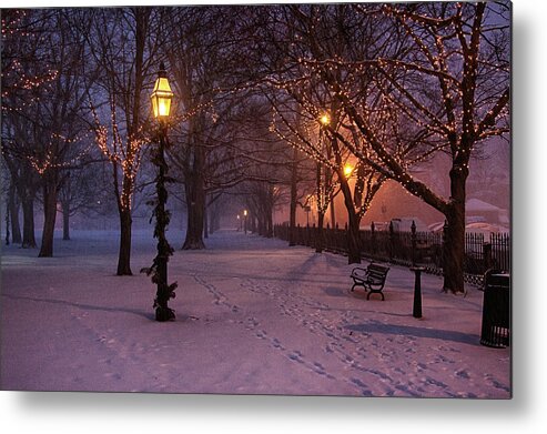 Salem Common Metal Print featuring the digital art Walking the path on Salem MA Common by Jeff Folger
