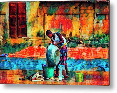 African Metal Print featuring the photograph Wash Day African Art by Debra and Dave Vanderlaan
