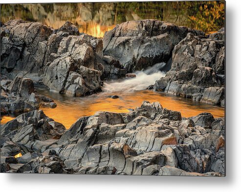 Johnson Shut Ins State Park Metal Print featuring the photograph Waterfall in the midst of Fall reflections at Johnson Shut-ins in Mo. by Jack Clutter