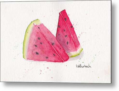 Watermelon Metal Print featuring the painting Watermelon by Lisa Burbach