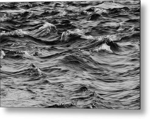 B&w Metal Print featuring the photograph Waves on the Delaware by Dawn J Benko