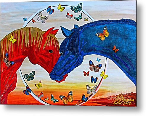 Prints Metal Print featuring the painting Wild Horses Eclipse by Barbara Donovan