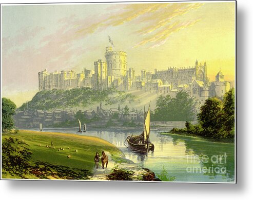 Engraving Metal Print featuring the drawing Windsor Castle, Berkshire, The Royal by Print Collector