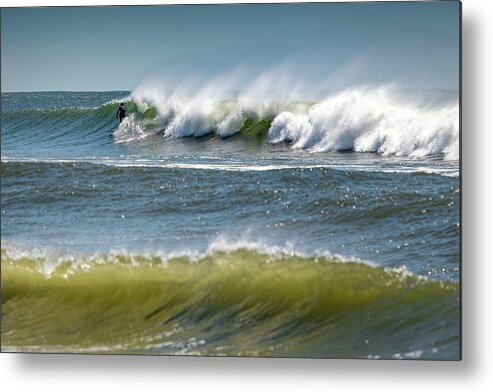 Beach Metal Print featuring the photograph Windy Waves Surfer by John Randazzo