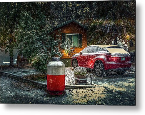 Cabin Metal Print featuring the photograph Winter Cabin Holiday by David Wagenblatt