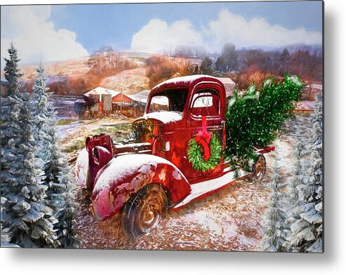 Barn Metal Print featuring the photograph Winter Treasures at Christmastime Painting by Debra and Dave Vanderlaan