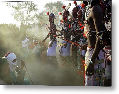 Young Men Metal Print featuring the photograph Wodaabe Tribe Gerewol Courtship Ritual by Timothy Allen