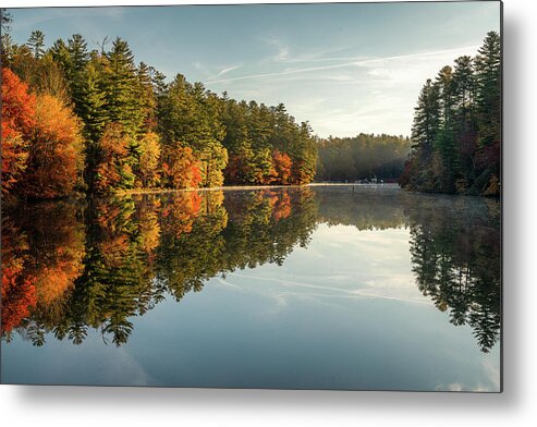 Wolf Lake Metal Print featuring the photograph Wolf Lake Morning Reflection by Donnie Whitaker