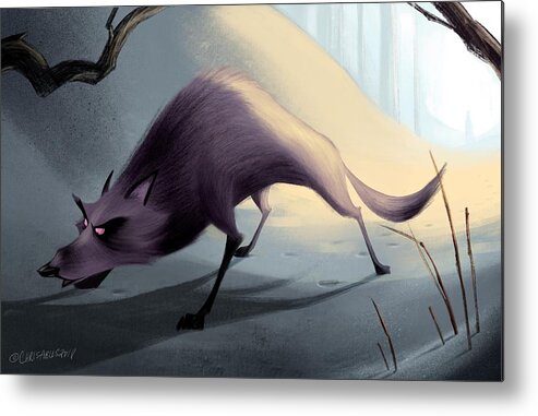 Wolf Metal Print featuring the digital art Wolf on the Prowl by Christopher Ables