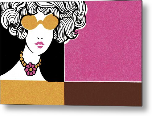 Accessories Metal Poster featuring the drawing Woman with Curly Hair and Sunglasses by CSA Images