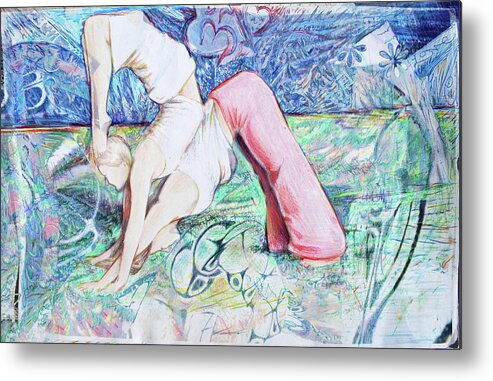 Acroyoga Metal Print featuring the painting Work Togehter by Jeremy Robinson