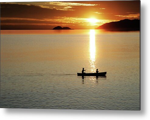 Lake Michigan Metal Print featuring the photograph Xl Canoe Sunset by Sharply done