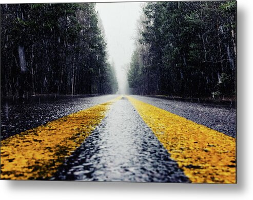  Metal Print featuring the photograph Yellow Lines by Jake Sorensen