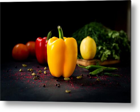 Yellow Pepper Is Still Life Metal Print featuring the photograph Yellow Pepper by Fawzy Hassan