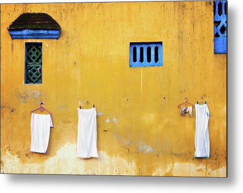 Yellow Metal Print featuring the photograph Yellow Wall by Nicole Young