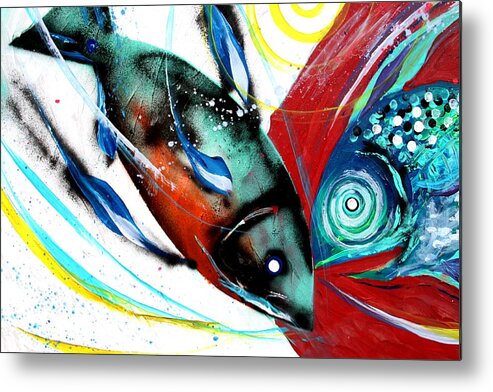 Fish Metal Print featuring the painting You Talkin' to Me? by J Vincent Scarpace