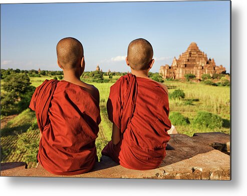 Scenics Metal Print featuring the photograph Young Buddhist Monks by Hadynyah