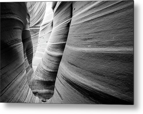 Slot Canyon Metal Print featuring the photograph Zebra Black and White by Wasatch Light