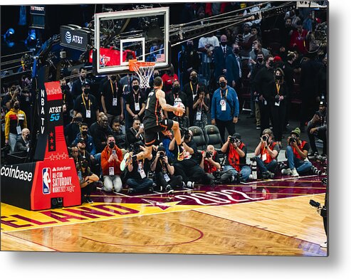 Obi Toppin Metal Print featuring the photograph 2022 NBA All-Star - AT&T Slam Dunk #1 by Evan Yu