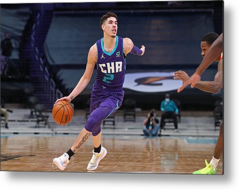 Lamelo Ball Metal Print featuring the photograph Atlanta Hawks v Charlotte Hornets by Brock Williams-Smith