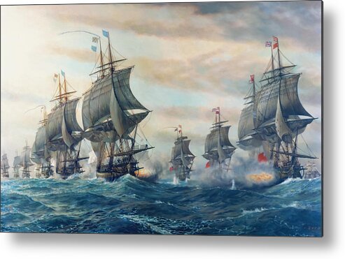 Sea Metal Print featuring the painting Battle Of Virginia Capes #1 by V Zveg