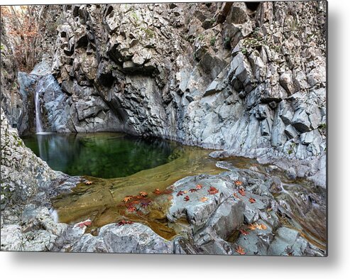River Metal Print featuring the photograph Beautiful waterfall splashing in the canyon Troodos Cyprus by Michalakis Ppalis
