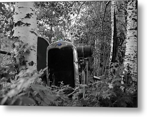 Bnw Metal Print featuring the photograph BnW Ford Farm Truck #1 by Brian Howerton