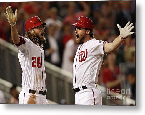 Three Quarter Length Metal Print featuring the photograph Daniel Murphy and Jayson Werth by Patrick Smith