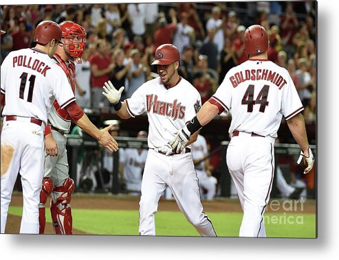 Second Inning Metal Print featuring the photograph David Peralta and Paul Goldschmidt by Norm Hall