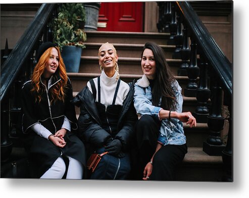 Lower Manhattan Metal Print featuring the photograph Fashionable group of female friends in Manhattan, New York by Lechatnoir