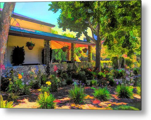 Wine Art Metal Print featuring the photograph Flower Garden at Fess Parker Winery #1 by Barbara Snyder