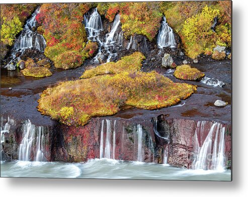 Attraction Metal Print featuring the photograph Hraunfossar or Lava Falls, Snaefellsnes peninsula, Iceland. This #1 by Jane Rix