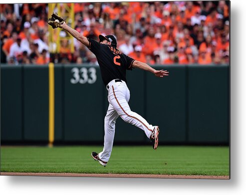 Game Two Metal Print featuring the photograph J. J. Hardy by Patrick Smith
