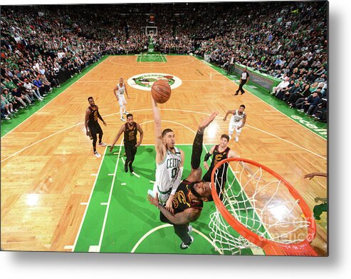 Playoffs Metal Print featuring the photograph Jayson Tatum and Lebron James by Brian Babineau
