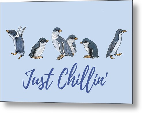 Penguins Metal Print featuring the mixed media Just Chillin' #1 by Judy Cuddehe