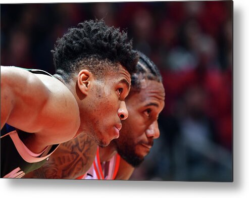 Playoffs Metal Print featuring the photograph Kawhi Leonard and Giannis Antetokounmpo by Jesse D. Garrabrant