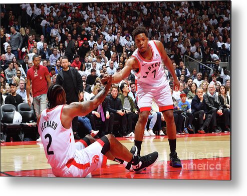 Kyle Lowry Metal Print featuring the photograph Kawhi Leonard and Kyle Lowry by Jesse D. Garrabrant