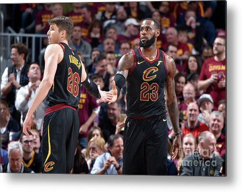 Playoffs Metal Print featuring the photograph Kevin Love and Lebron James by David Liam Kyle