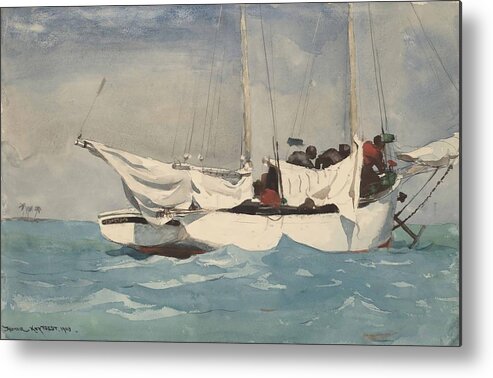 Winslow Homer Metal Print featuring the drawing Key West, Hauling Anchor #2 by Winslow Homer