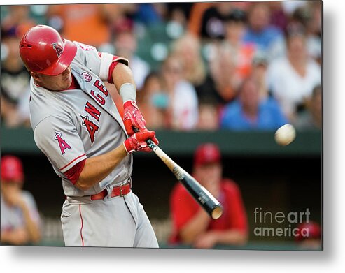 Three Quarter Length Metal Print featuring the photograph Mike Trout by Patrick Mcdermott
