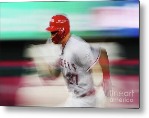Three Quarter Length Metal Print featuring the photograph Mike Trout by Patrick Smith