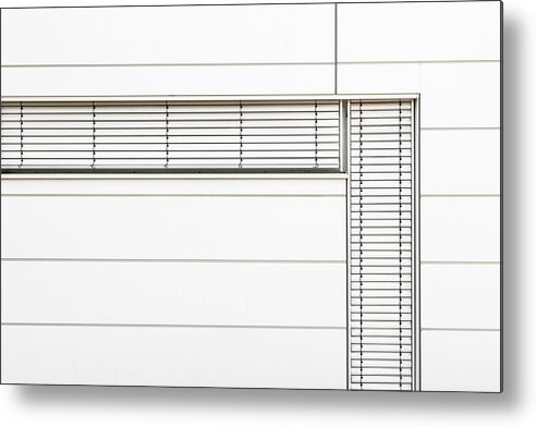 Empty Metal Print featuring the photograph Minimalistic Office Facade in White #1 by Christian Beirle González