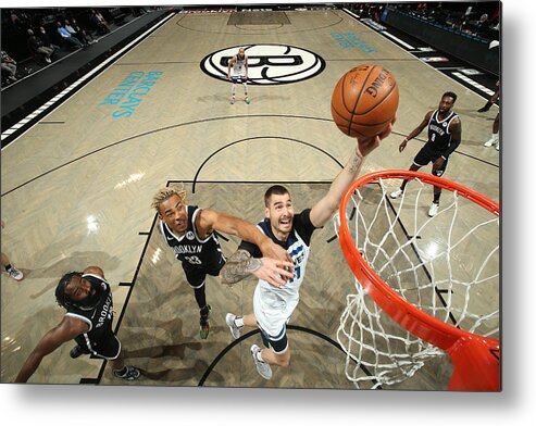 Nba Pro Basketball Metal Print featuring the photograph Minnesota Timberwolves v Brooklyn Nets by Nathaniel S. Butler