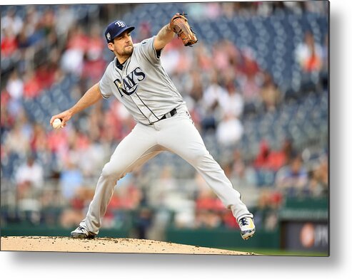 Nathan Eovaldi Metal Print featuring the photograph Nathan Eovaldi #1 by Mitchell Layton