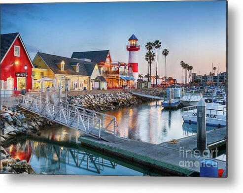 California Metal Print featuring the photograph Oceanside Harbor Village at Dusk #2 by David Levin