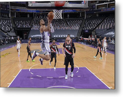 Justin James Metal Print featuring the photograph Portland Trail Blazers v Sacramento Kings #1 by Rocky Widner
