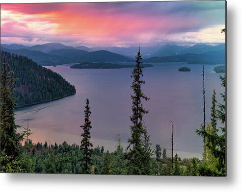 Nature Metal Print featuring the photograph Priest Lake Sunset View #1 by Leland D Howard