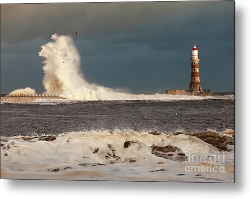 Pier Metal Print featuring the photograph Roker Storm #1 by Bryan Attewell